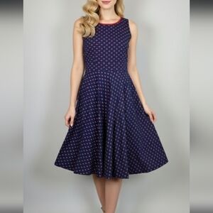 Vintage Retro Pin-up Style 50s Heart Polk-a-dot Dress Strapless Size Large